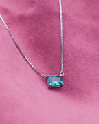 Silver Azure Glow Solitaire Pendant Necklace