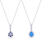 Silver Azure Glow Teardrop Pendant Necklace