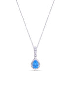Silver Azure Glow Teardrop Pendant Necklace