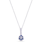 Silver Azure Glow Teardrop Pendant Necklace