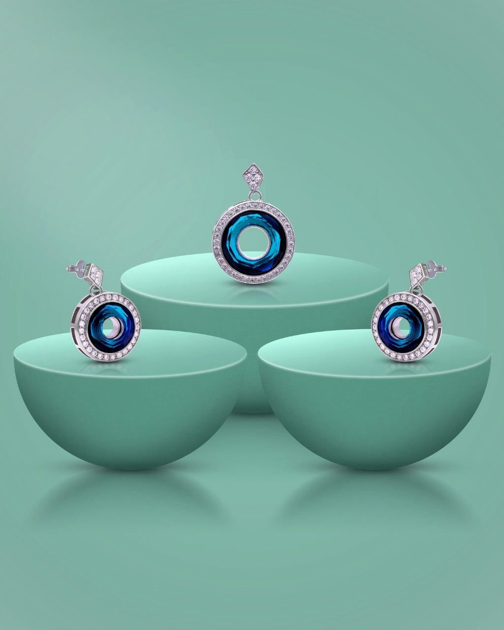 Silver Azure Radiance Pendant Set