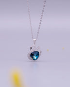 Silver Azure Swan Pendant Necklace