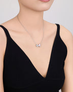 Silver Blissful Bow Heart Pendant Necklace