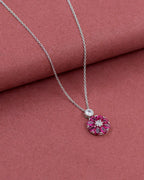 Silver Blooming Radiance Floral Pendant Necklace