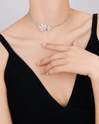 Silver Blossom Charm Floral Pendant Necklace