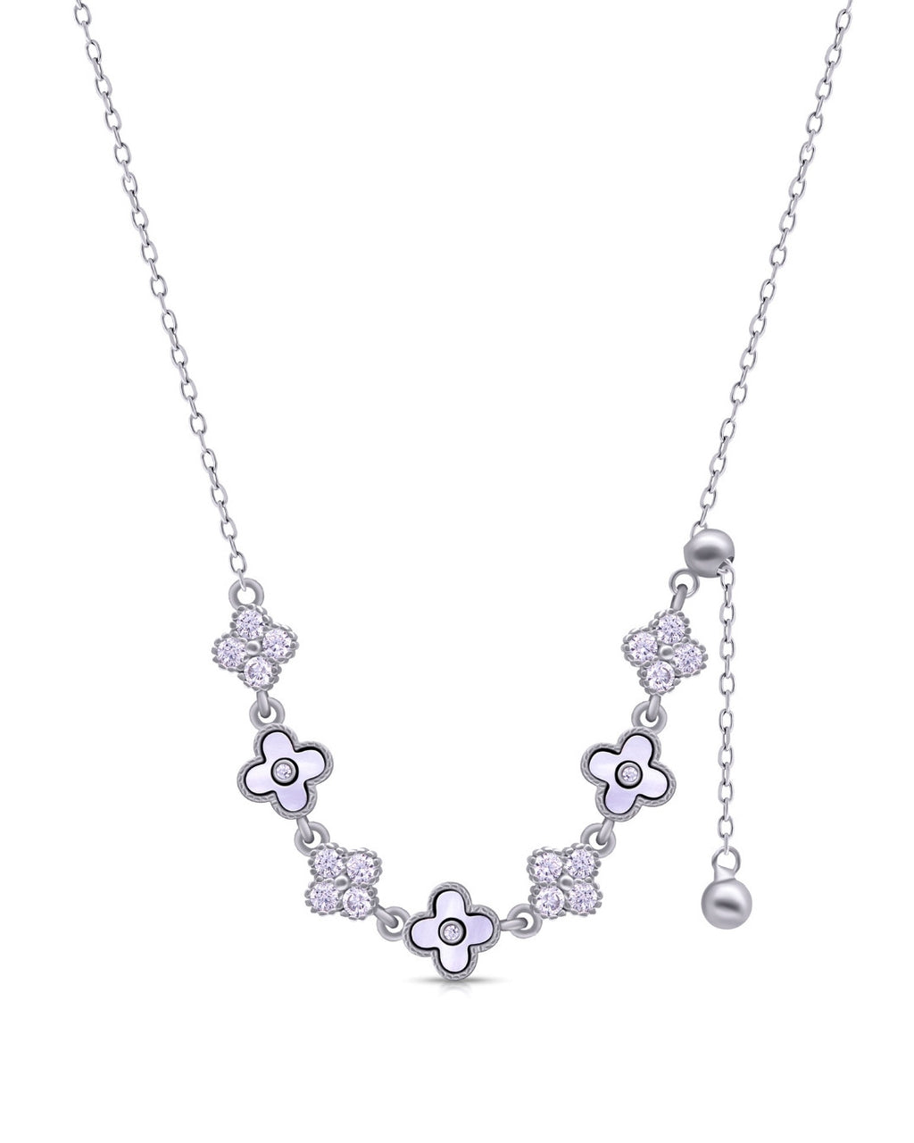 Silver Blossom Charm Pendant Necklace