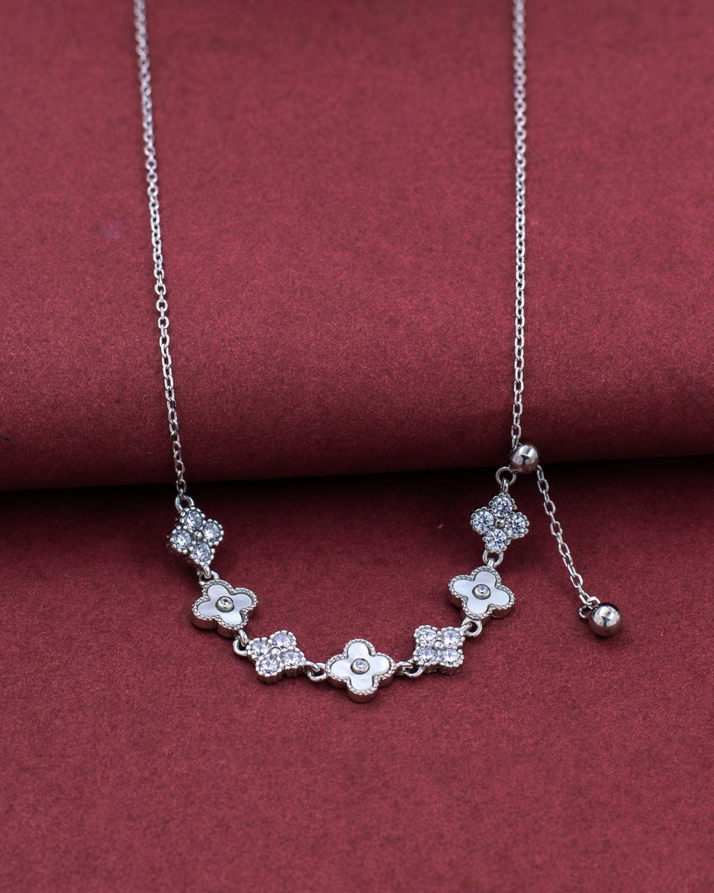 Silver Blossom Charm Pendant Necklace