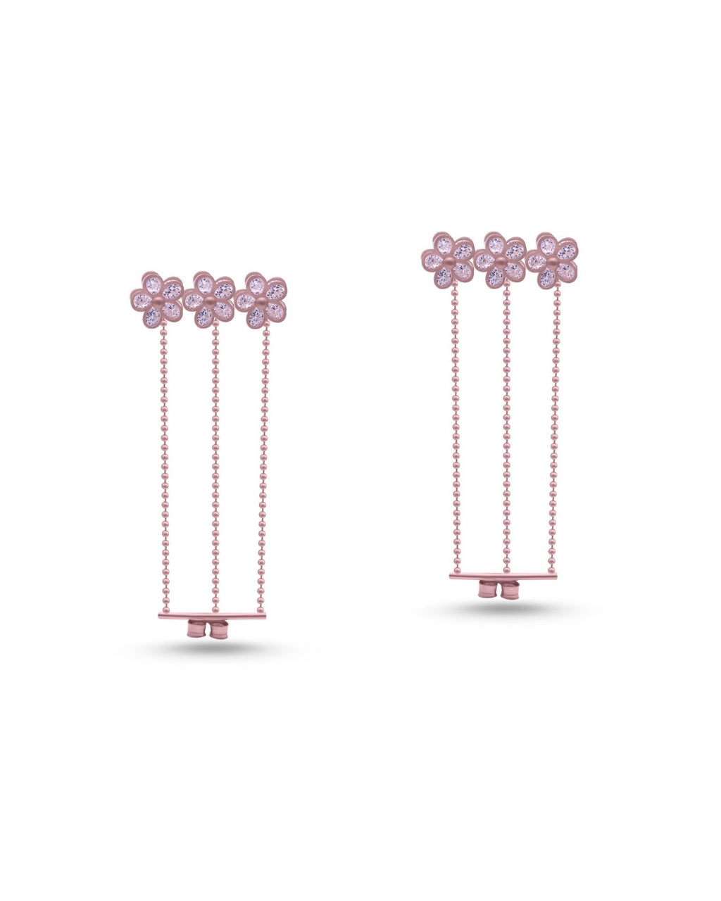 Silver Blossom Drizzle Rose Gold Earrings