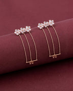 Silver Blossom Drizzle Rose Gold Earrings