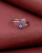 Silver Blue Spark Heart Ring