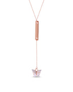 Silver Blush Butterfly Drop Pendant Necklace