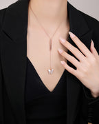 Silver Blush Butterfly Drop Pendant Necklace