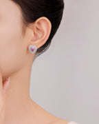 Silver Blush Heart Glimmer Earrings
