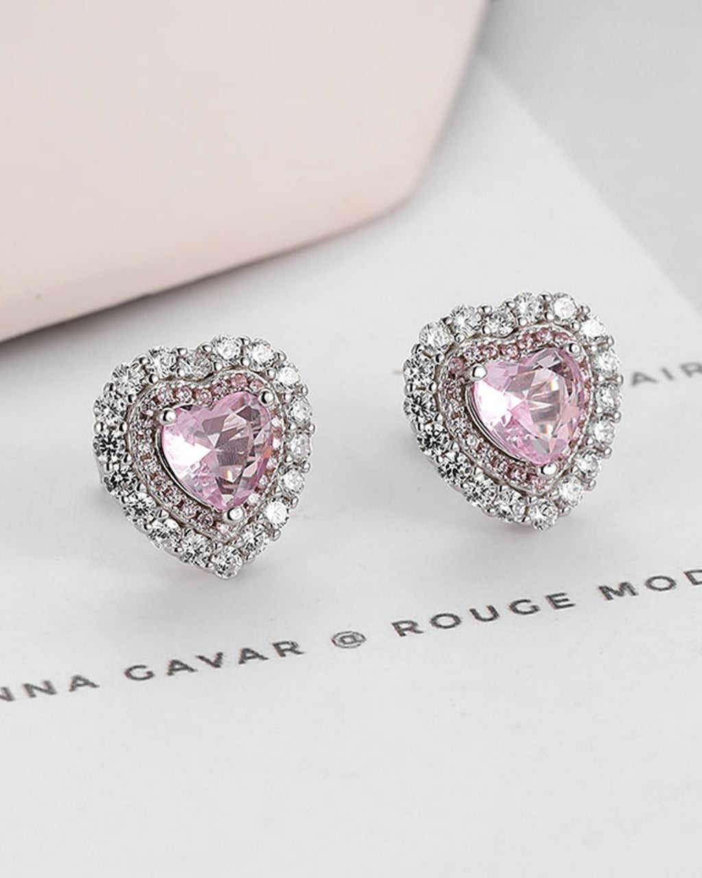 Silver Blush Heart Glimmer Earrings