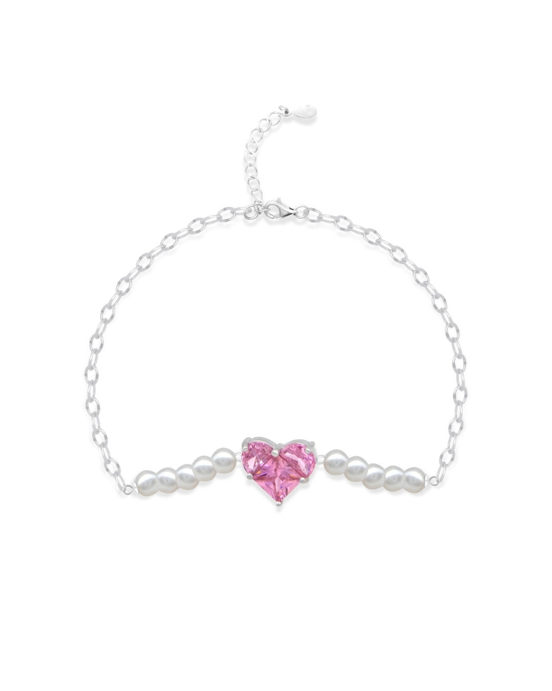 Silver Blush Love Pearl Charm Bracelet