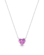 Silver Blushing Romance Heart Pendant Necklace