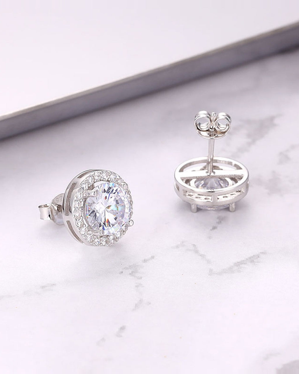 Silver Brilliant Halo Sparkle Earrings