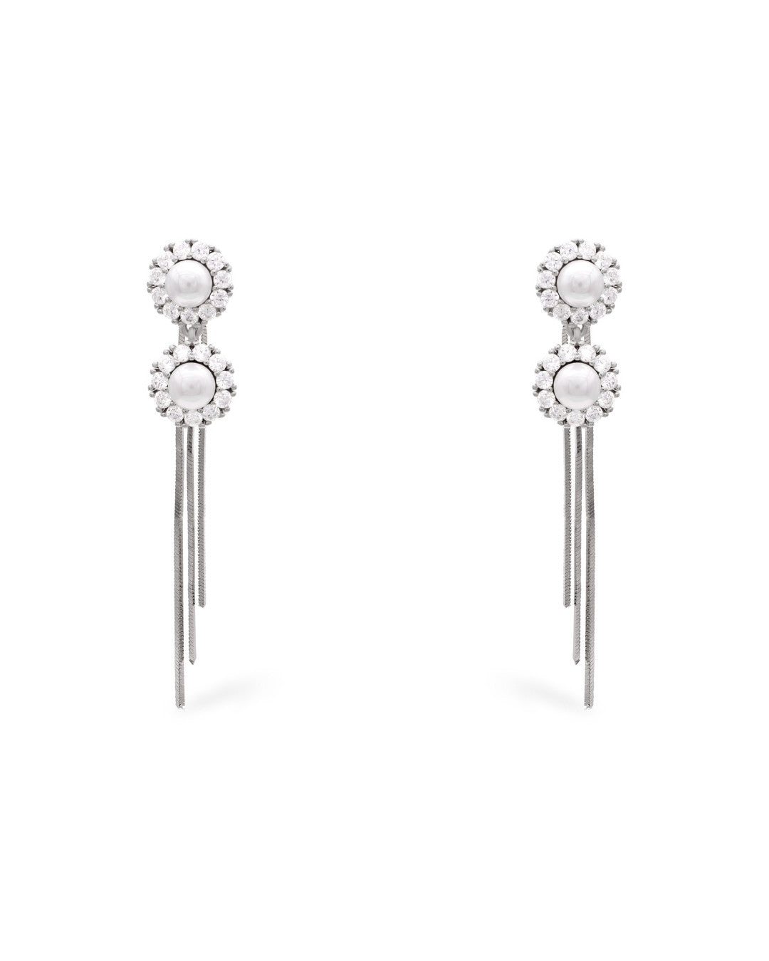 Silver Celestial Glow Pearl Earrings