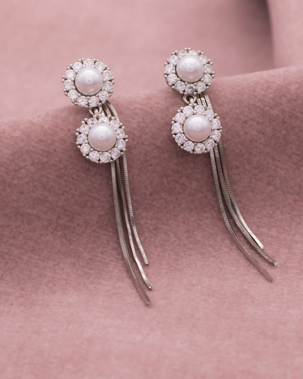 Silver Celestial Glow Pearl Earrings
