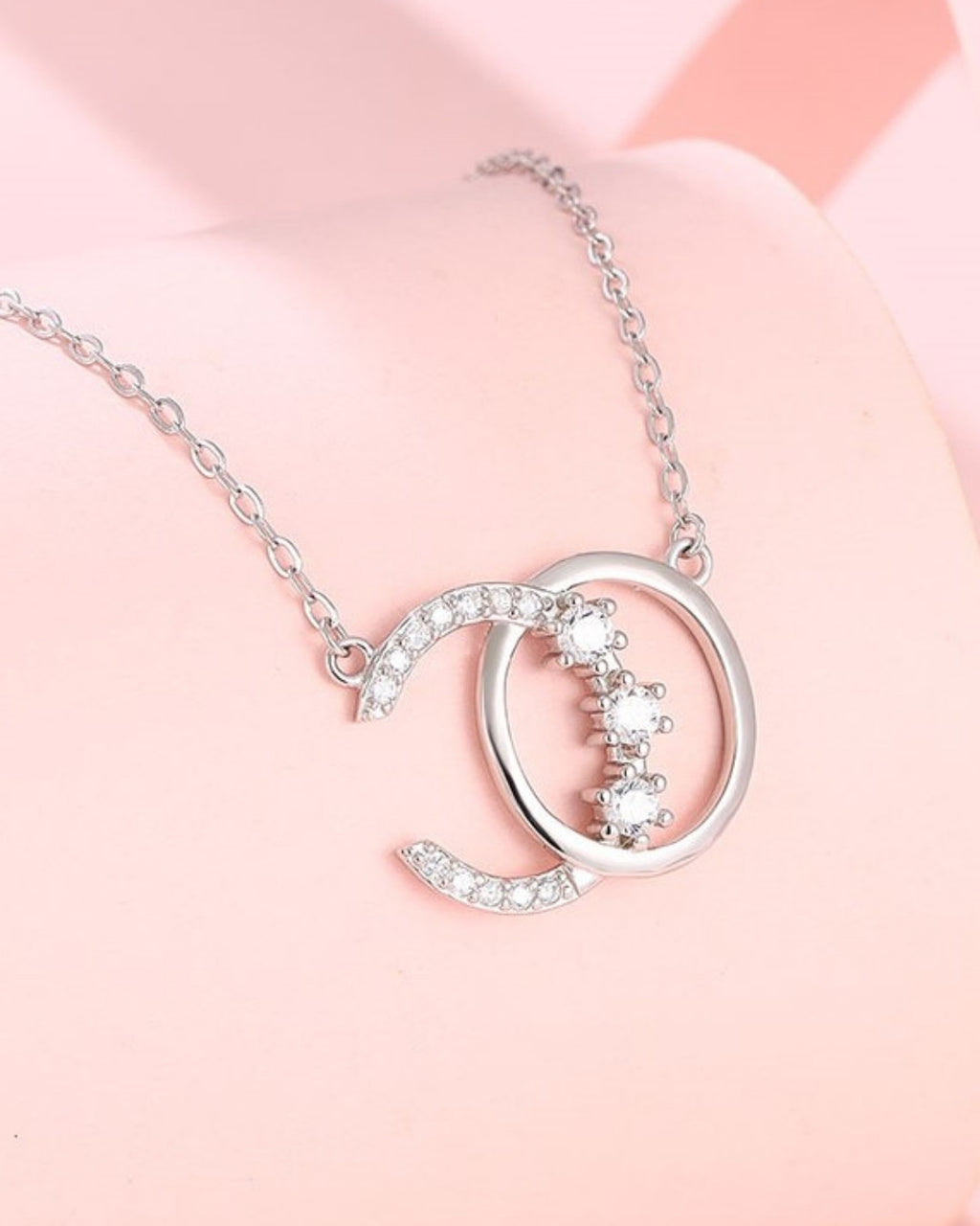 Silver Celestial Harmony Moon Pendant Necklace
