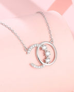 Silver Celestial Harmony Moon Pendant Necklace