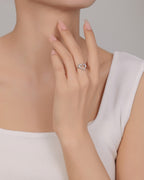 Silver Celestial Love Open Heart Ring