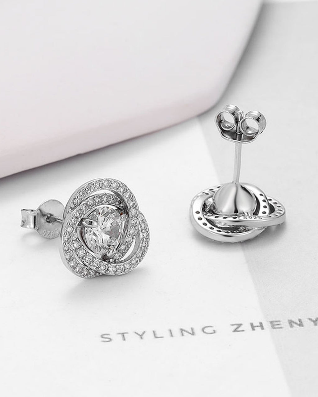 Silver Celestial Swirl Sparkle Earrings