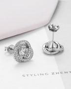Silver Celestial Swirl Sparkle Earrings