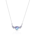 Silver Celestial Wings Heart Pendant Necklace