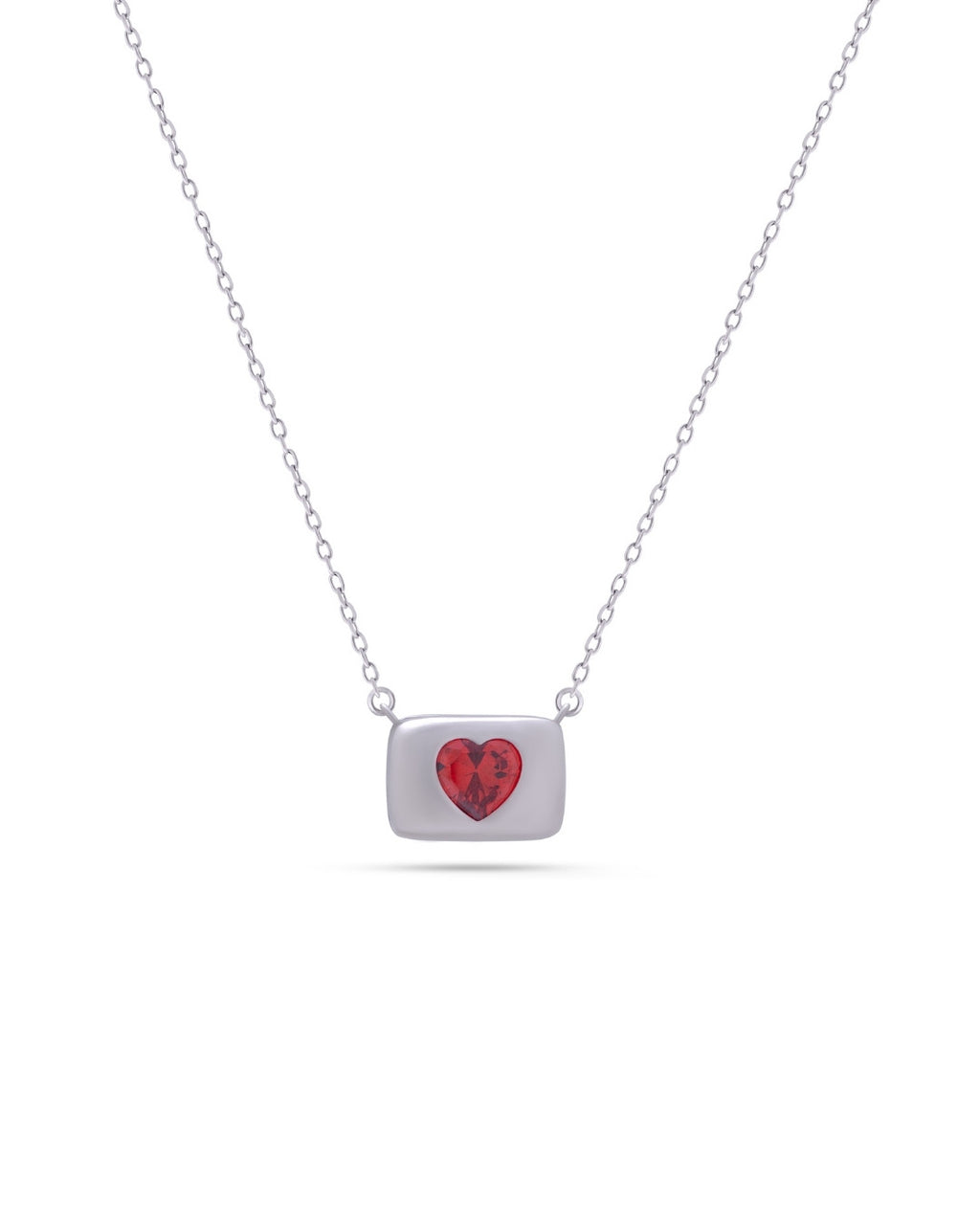 Silver Crimson Love Charm Pendant Necklace