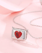 Silver Crimson Love Charm Pendant Necklace