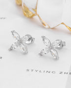 Silver Crystal Bloom Elegance Earrings