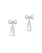 Silver Crystal Bow Cascade Earrings