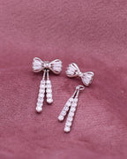 Silver Crystal Bow Cascade Earrings