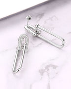 Silver Dazzling Loop Charm Earrings