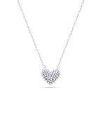 Silver Diamond Cluster Heart Pendant Necklace