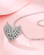 Silver Diamond Cluster Heart Pendant Necklace
