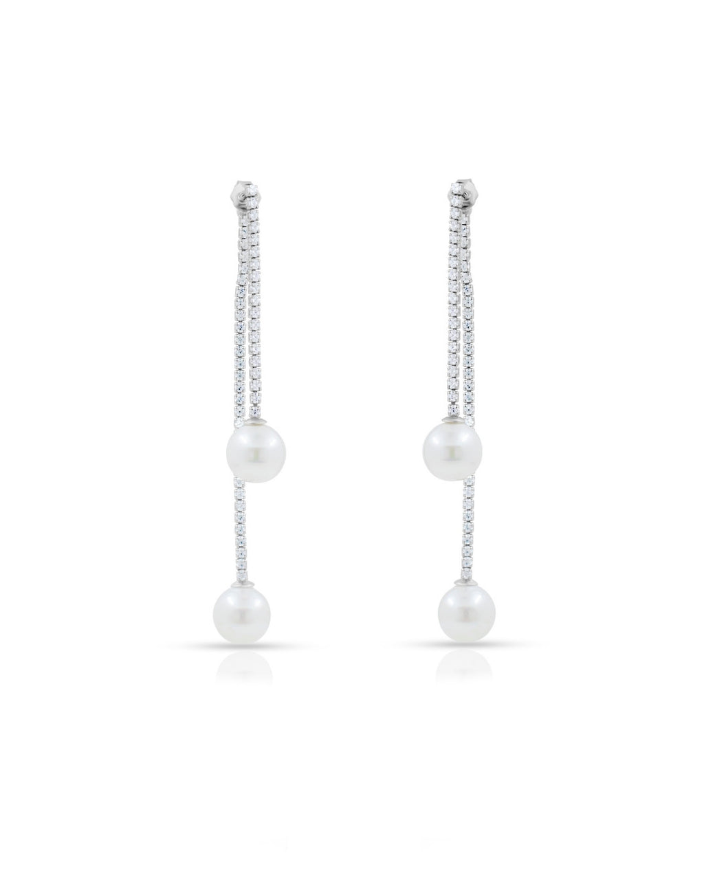 Silver Elegant Cascade Pearl Drop Earrings