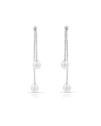 Silver Elegant Cascade Pearl Drop Earrings