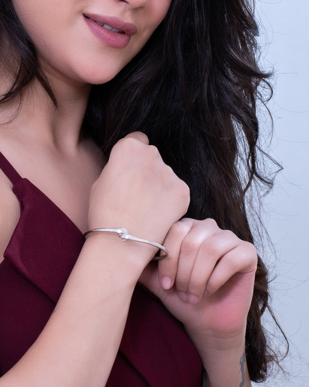 Silver Embrace Hug Bangle Bracelet