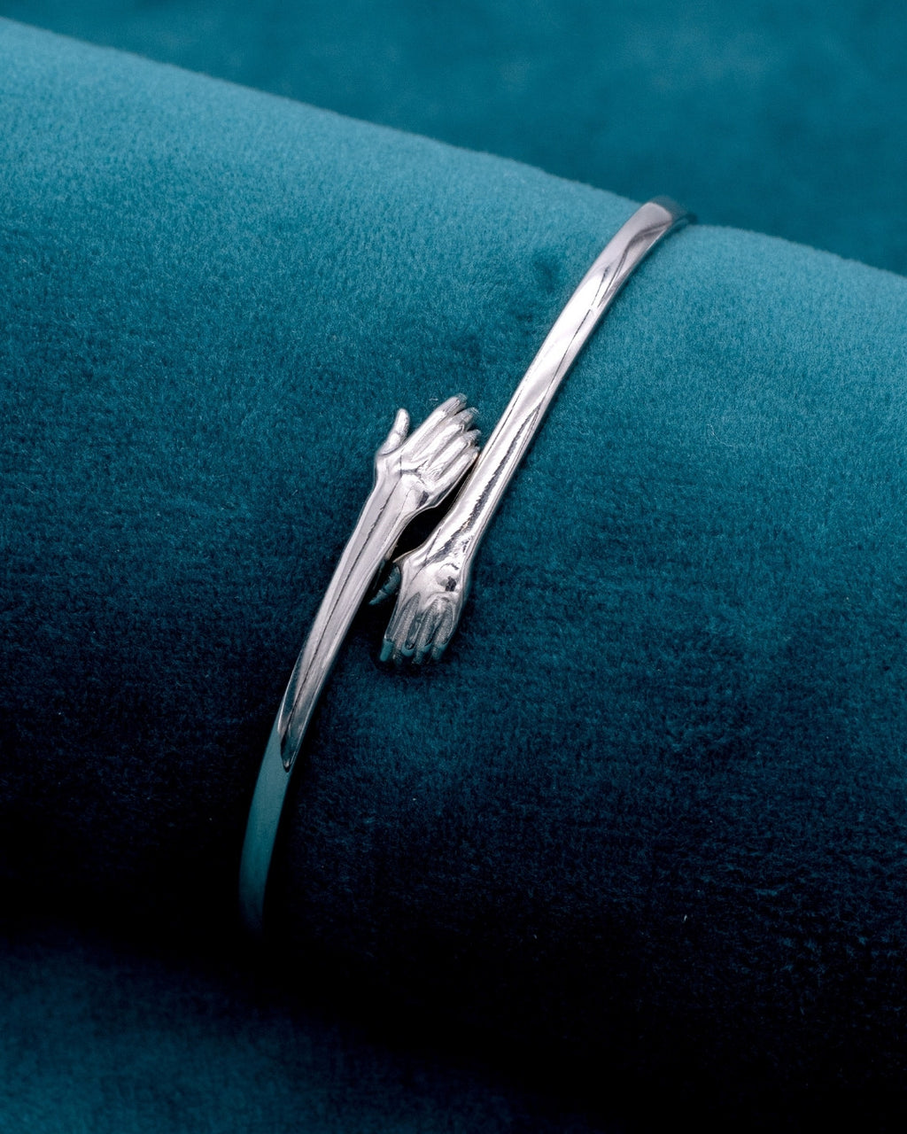 Silver Embrace Hug Bangle Bracelet