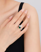 Silver Emerald Cascade Statement Ring
