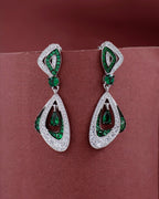 Silver Emerald Mirage Drop Earrings