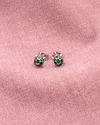 Silver Emerald Turtle Stud Earrings