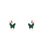 Silver Emrald Butterfly Earrings