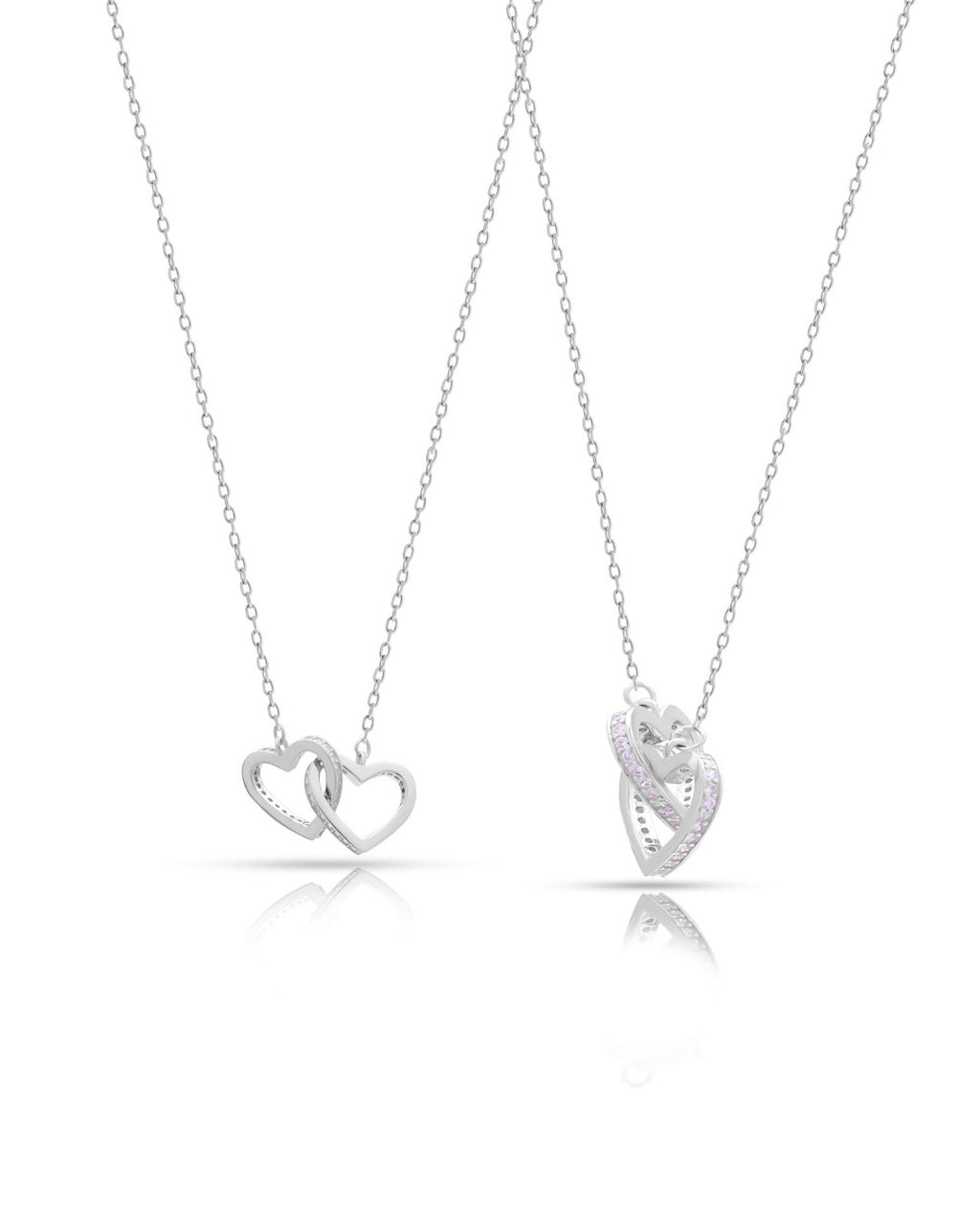Silver Entwined Hearts Love Pendant Necklace