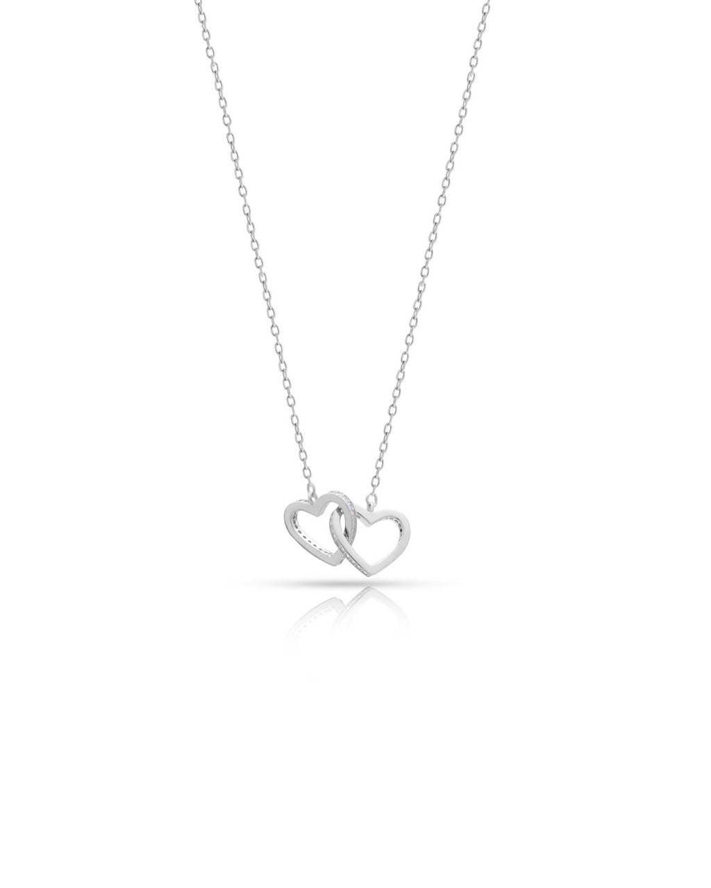 Silver Entwined Hearts Love Pendant Necklace