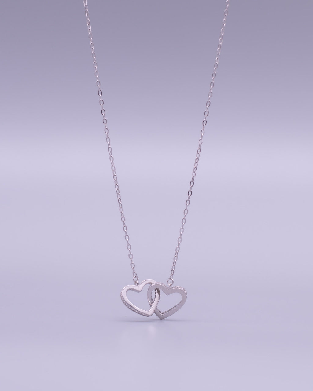Silver Entwined Hearts Love Pendant Necklace