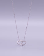 Silver Entwined Hearts Love Pendant Necklace