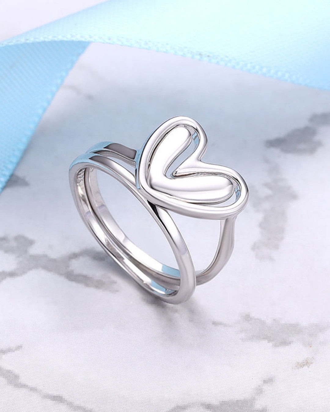 Silver Eternal Embrace Heart Ring